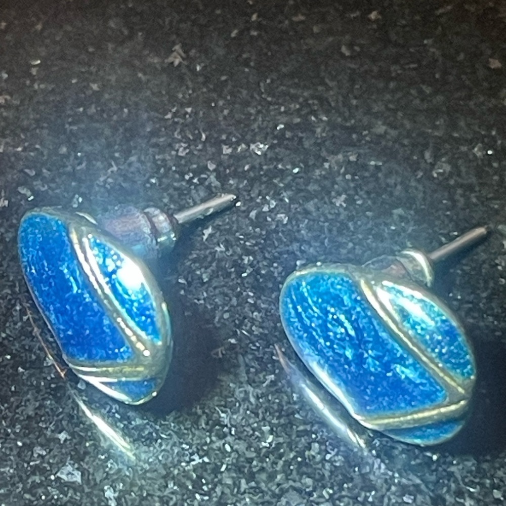 Blue and Silver Stud Earrings
